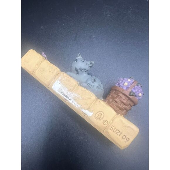 Blossom Bucket MOTHER by Suzi Skoglund Block Figurine Cat Basket of Flowers - Picture 2 of 3